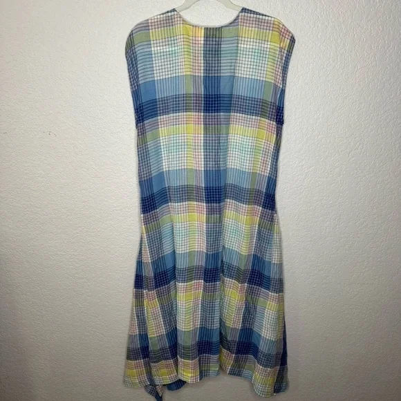 Mii Collection Handwoven Plaid Blue Small Midi Dress Lightweight Summer Colorful - Picture 8 of 8